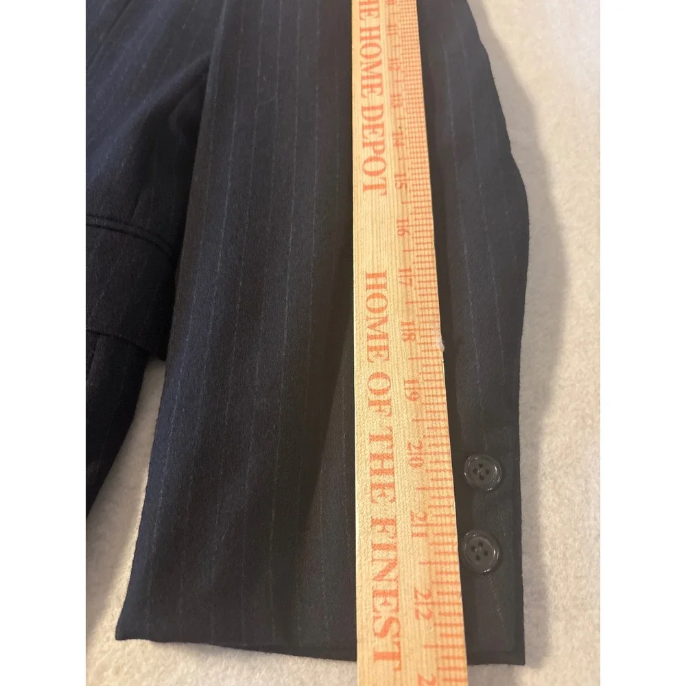 The Rhodes Pinstripe Suit Mens Navy Blue Double Breasted‎ Peak Lapel Sz 38.5R